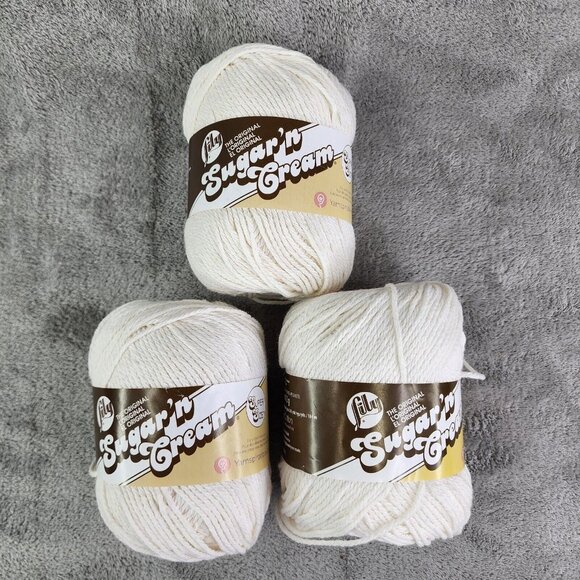 3 Pack Ivory Lily Sugar'n Cream Yarn Solids Super Size ECRU Crudo Lot of 3 - Picture 1 of 7